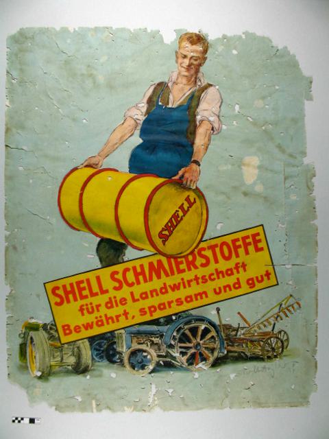 Shell Plakat - Zustand vor der Restaurierung
